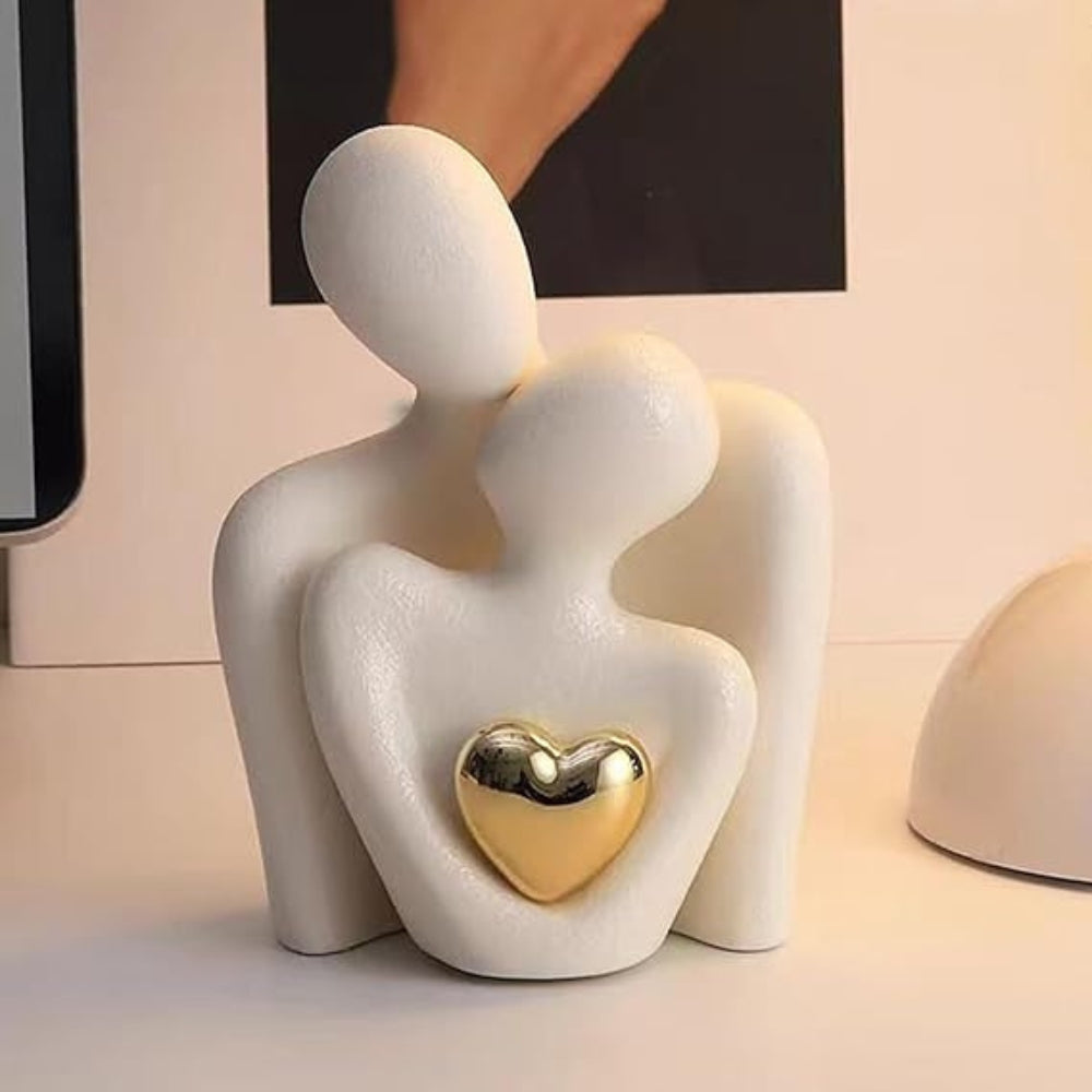 Decorative Objects Couple Statue with Heart | Ceramic