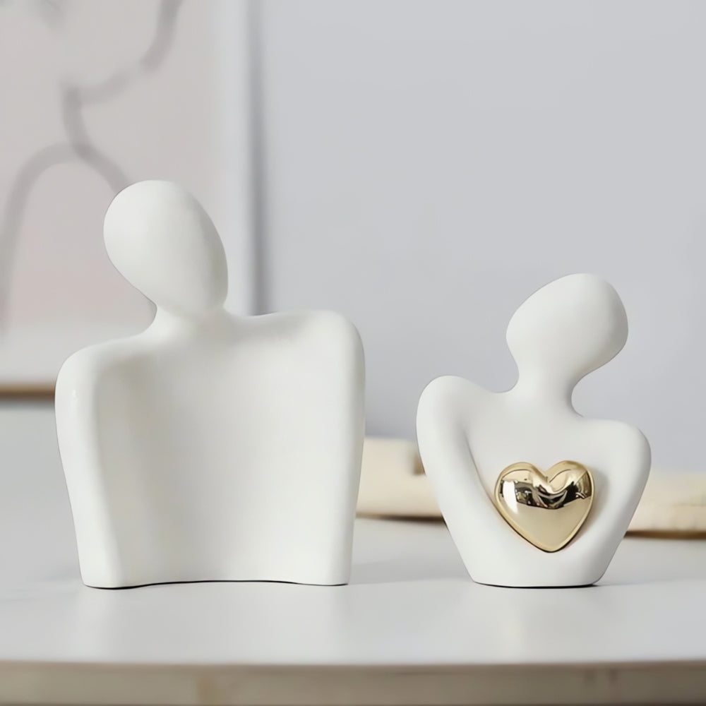 Decorative Objects Couple Statue with Heart | Ceramic