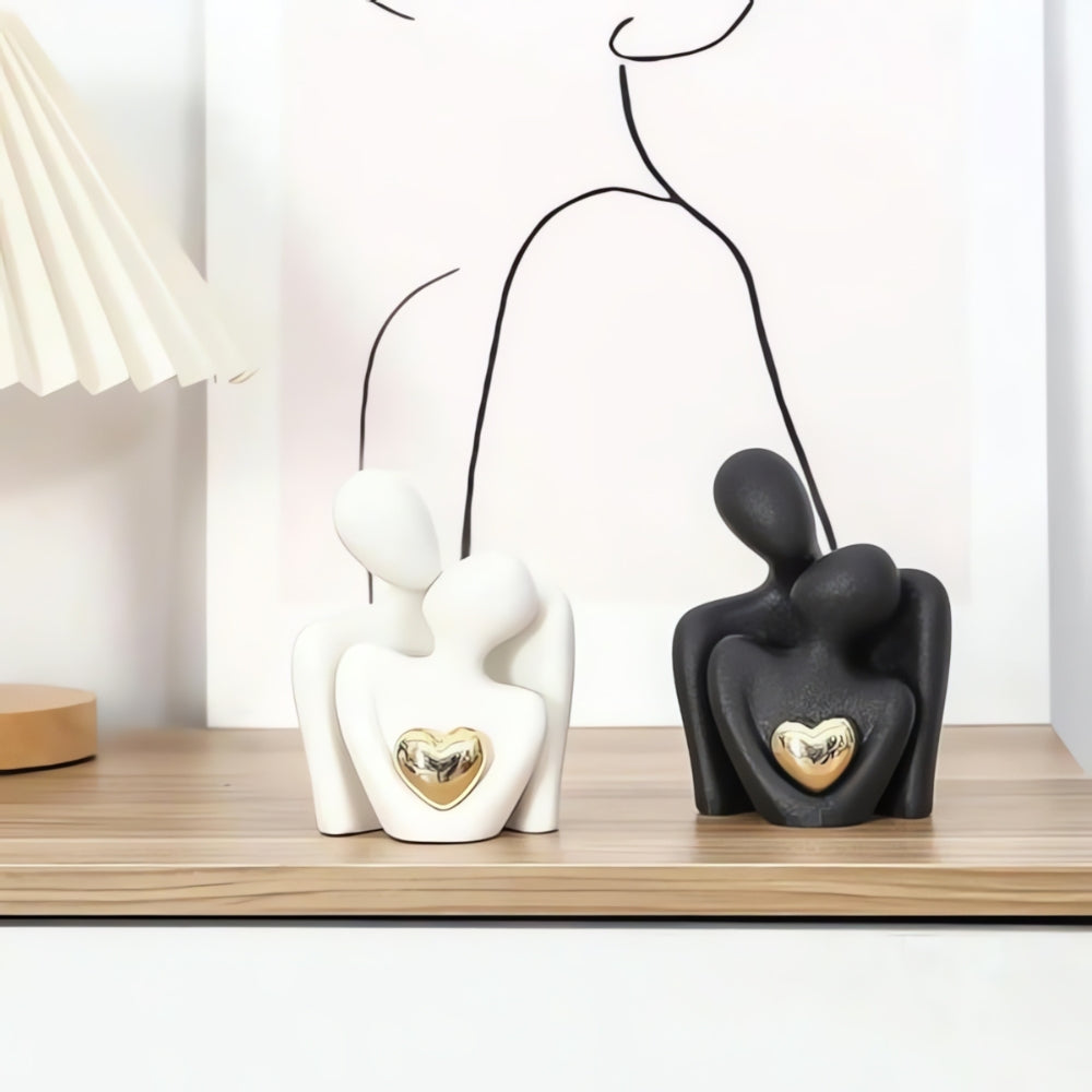 Decorative Objects Couple Statue with Heart | Ceramic