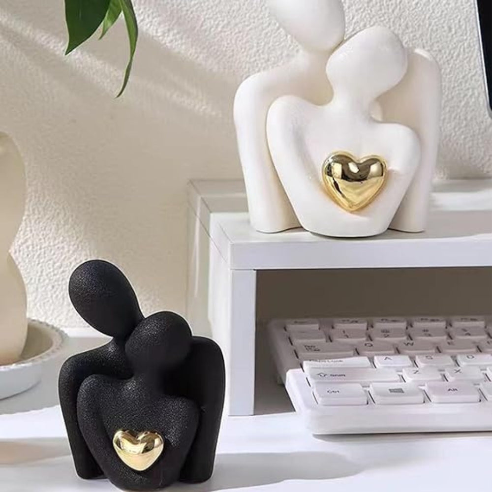 Decorative Objects Couple Statue with Heart | Ceramic