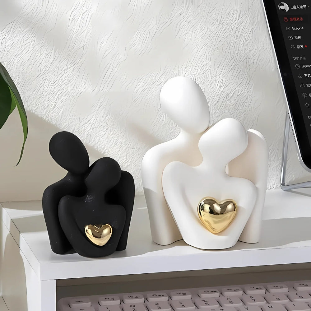 Decorative Objects Couple Statue with Heart | Ceramic