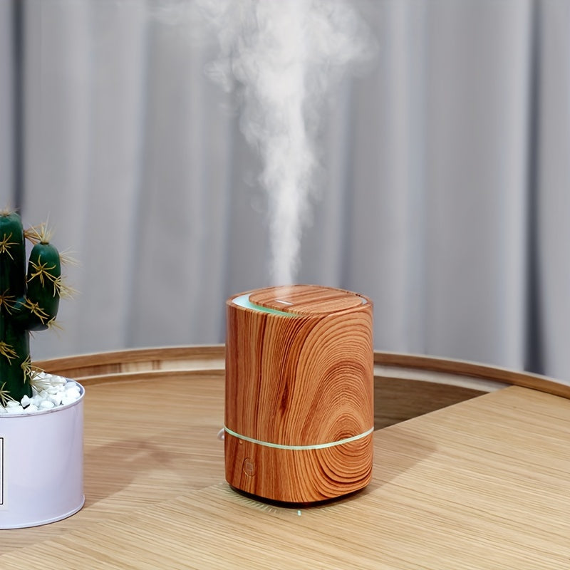 Diffuser Wood Grain Print Cylinder with LED Base | USB