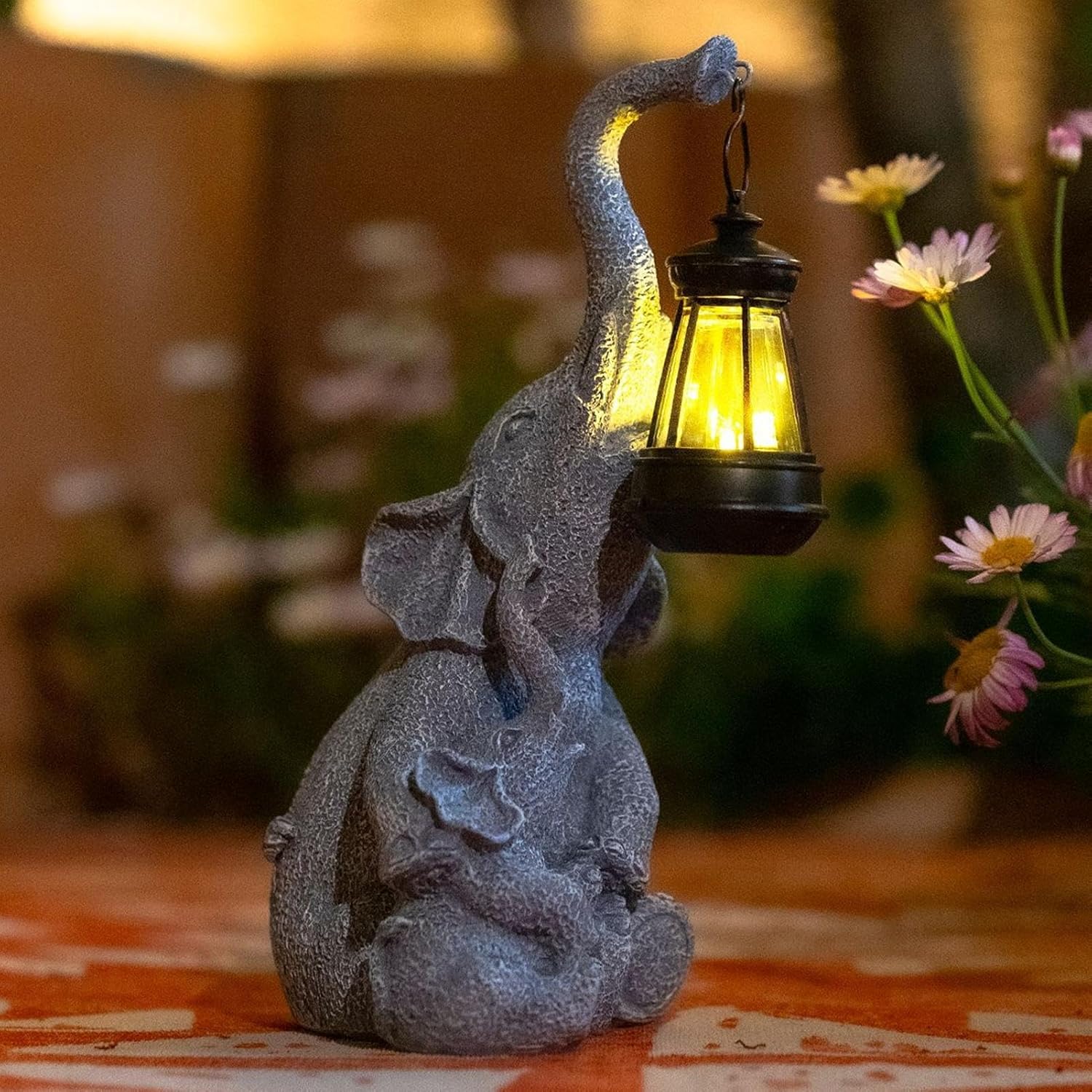 Elephant Statue Solar Lantern Decorative Lighting | Garden