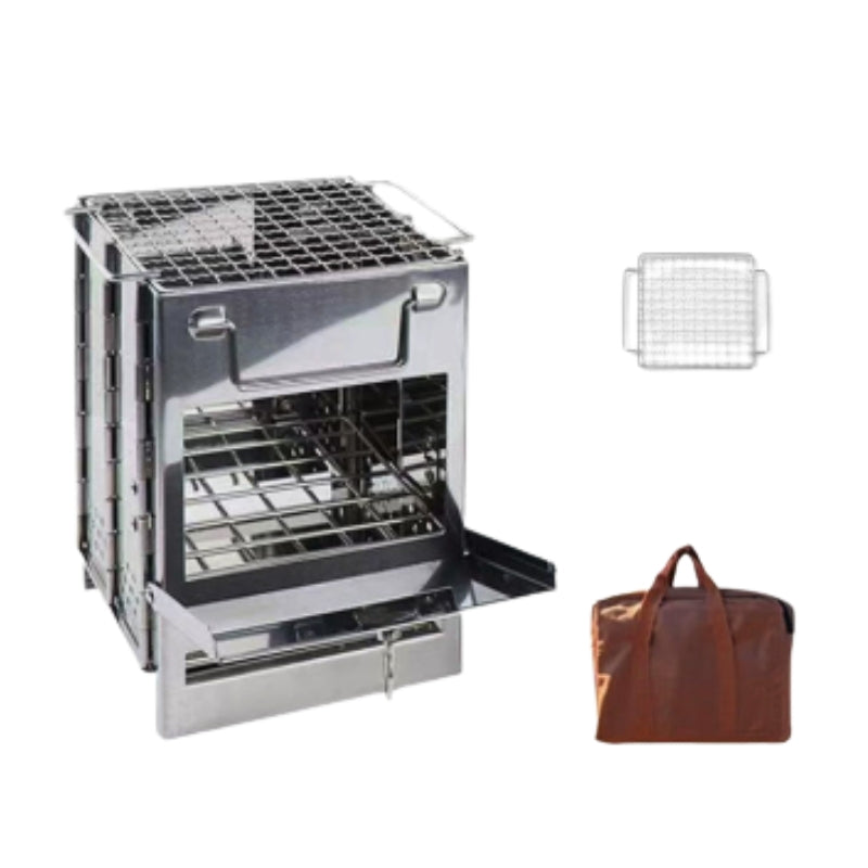Fire Pits Foldable Stainless Steel with Grill Grate | Camping