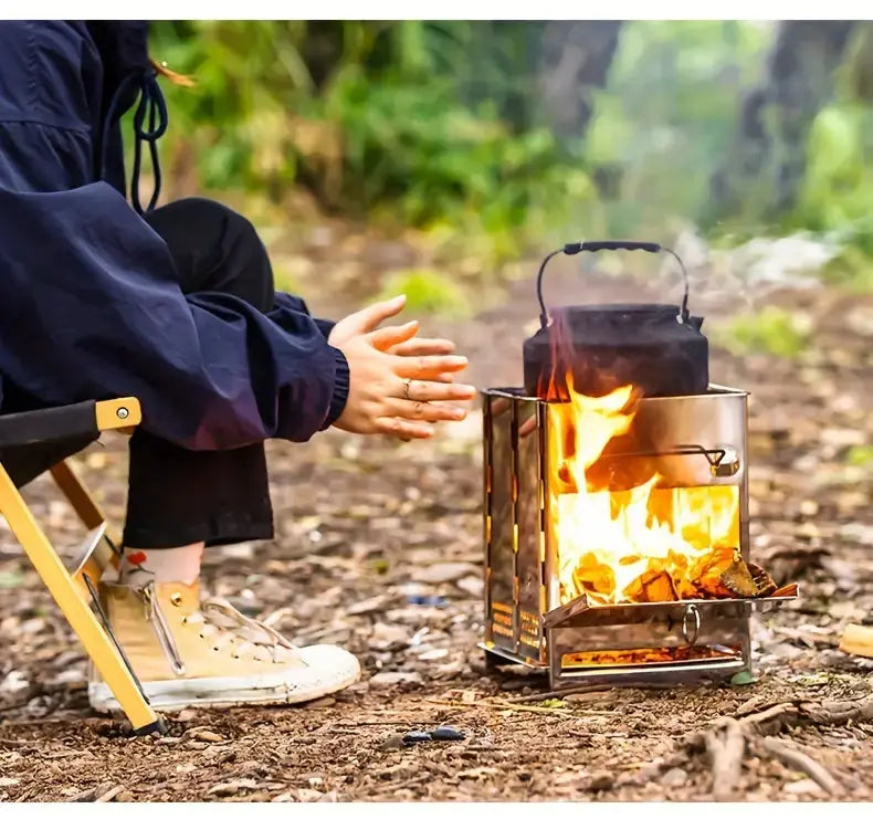 Fire Pits Foldable Stainless Steel with Grill Grate | Camping