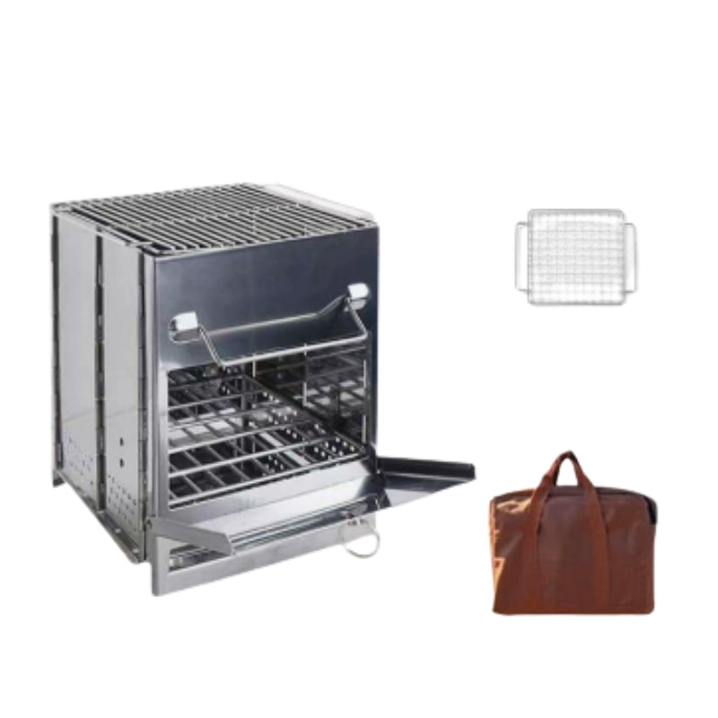 Fire Pits Foldable Stainless Steel with Grill Grate | Camping