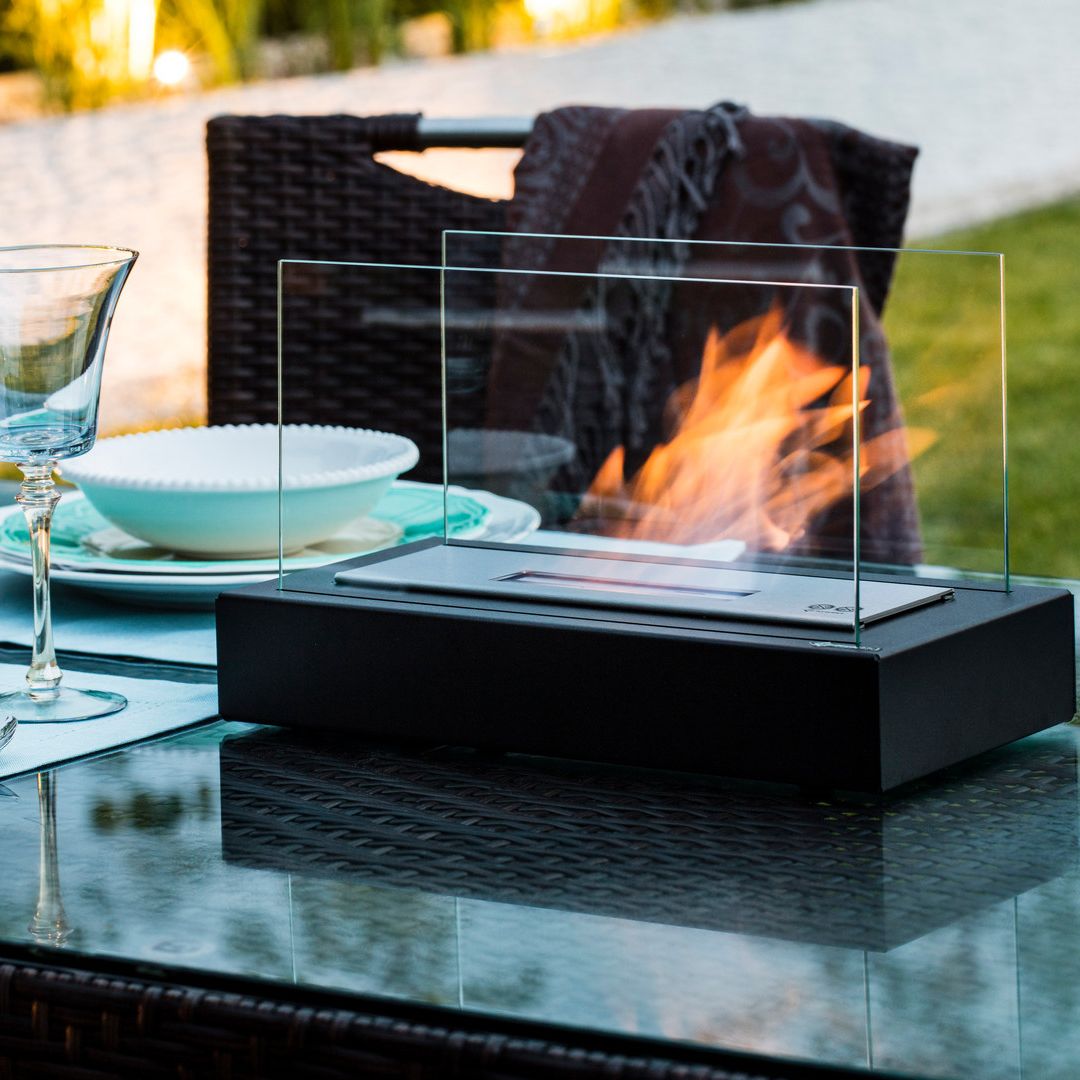 Fire Pits Tabletop with Glass Panels | Portable