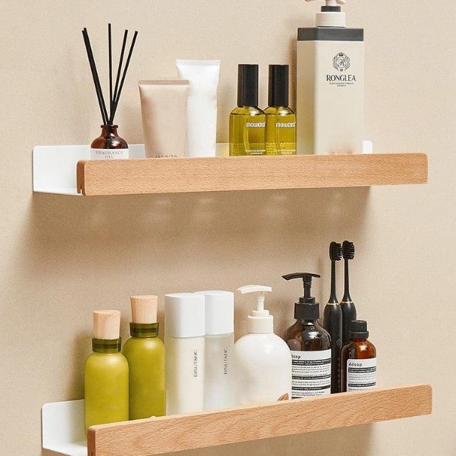 Floating Shelves Wood with Lip for Kitchen | Metal Frame