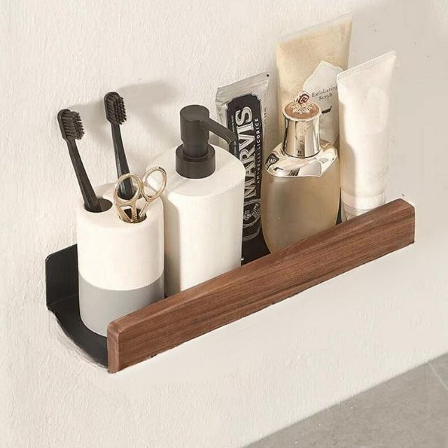 Floating Shelves Wood with Lip for Kitchen | Metal Frame