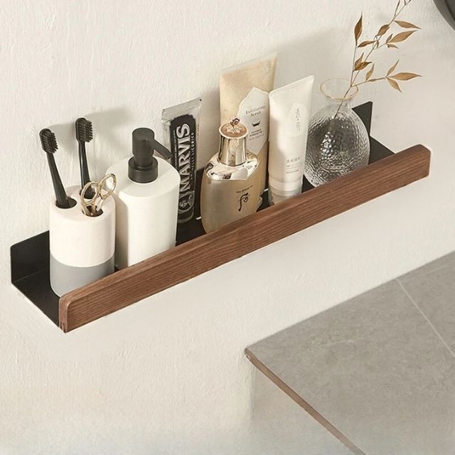 Floating Shelves Wood with Lip for Kitchen | Metal Frame