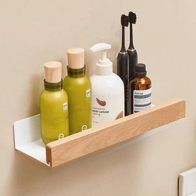 Floating Shelves Wood with Lip for Kitchen | Metal Frame