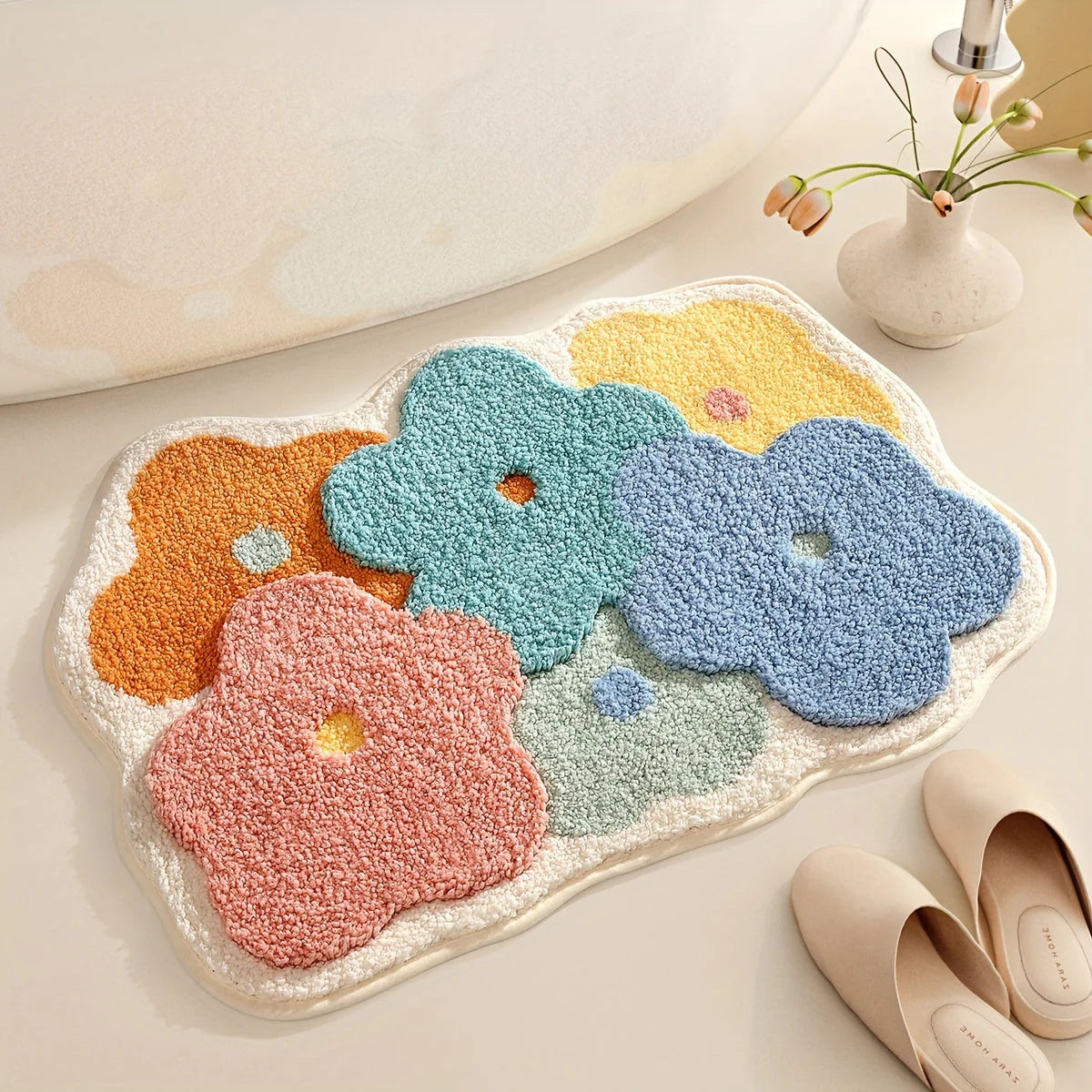 Fluffy Washable Rug with Tufted Design for Bathroom | Scenic