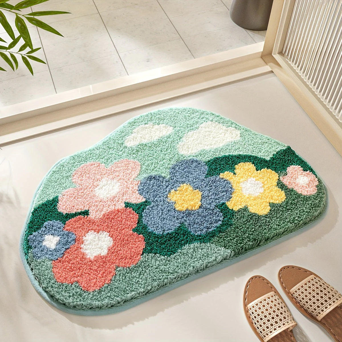 Fluffy Washable Rug with Tufted Design for Bathroom | Scenic