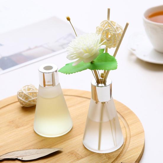 Home Fragrance Reed Diffuser 50ml with Flower Design | Frosted Glass