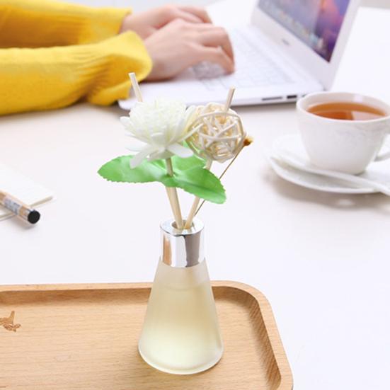 Home Fragrance Reed Diffuser 50ml with Flower Design | Frosted Glass
