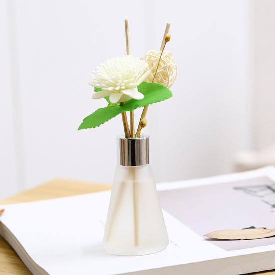 Home Fragrance Reed Diffuser 50ml with Flower Design | Frosted Glass