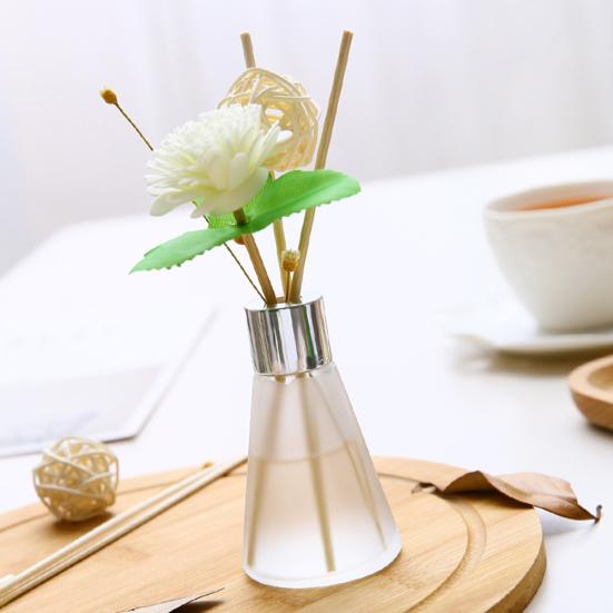 Home Fragrance Reed Diffuser 50ml with Flower Design | Frosted Glass