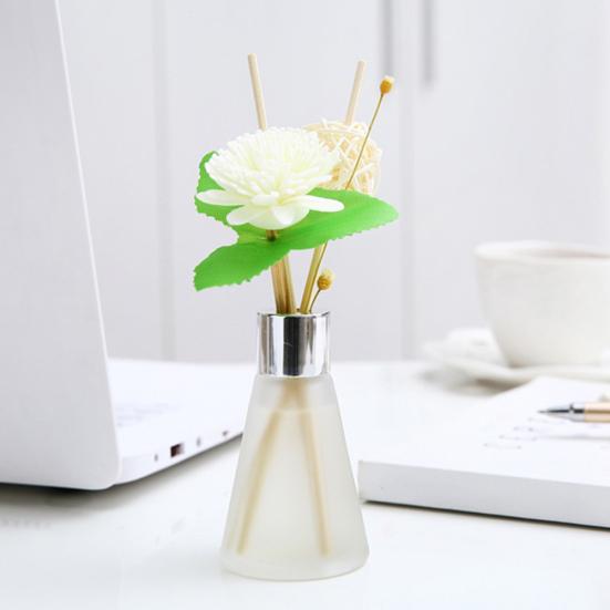 Home Fragrance Reed Diffuser 50ml with Flower Design | Frosted Glass