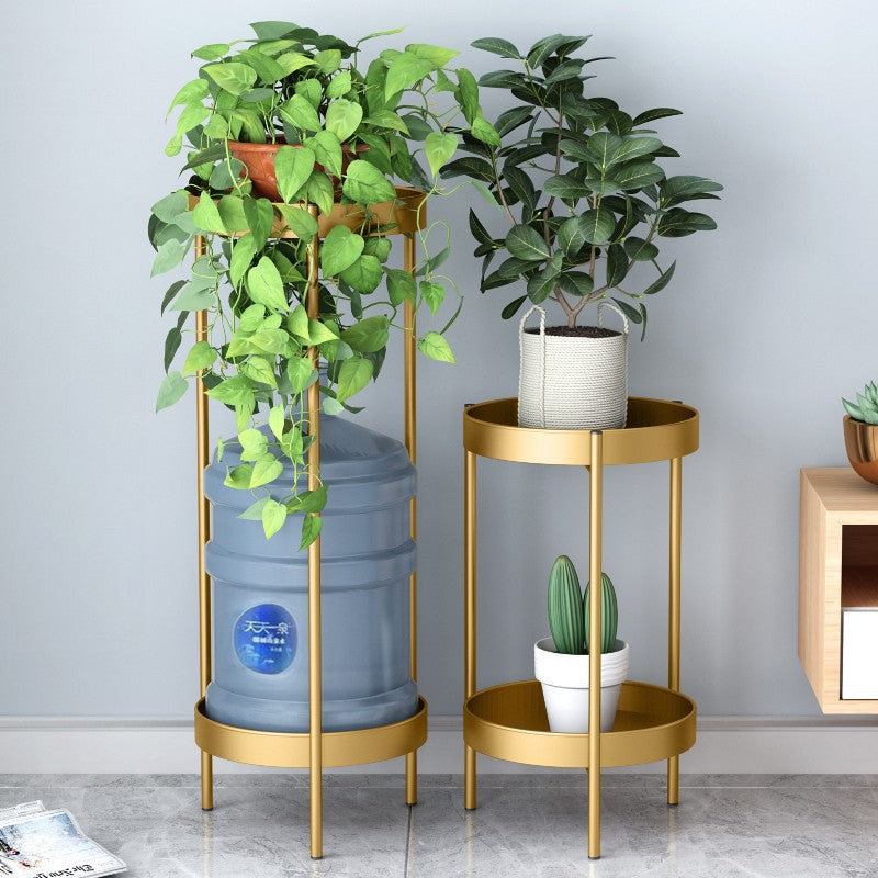 Indoor Plant Stand with Round Trays | 2-Tier
