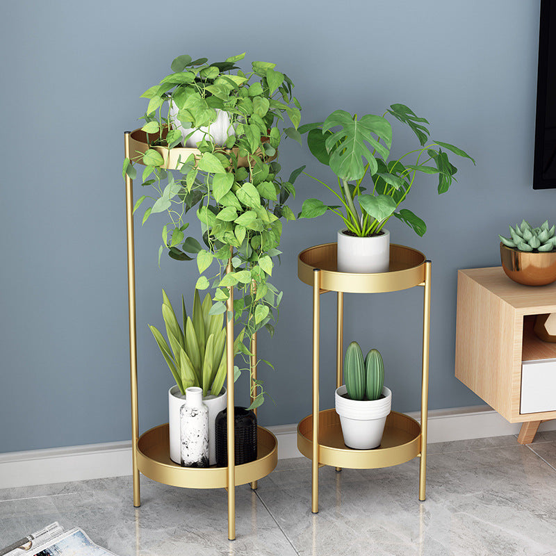 Indoor Plant Stand with Round Trays | 2-Tier