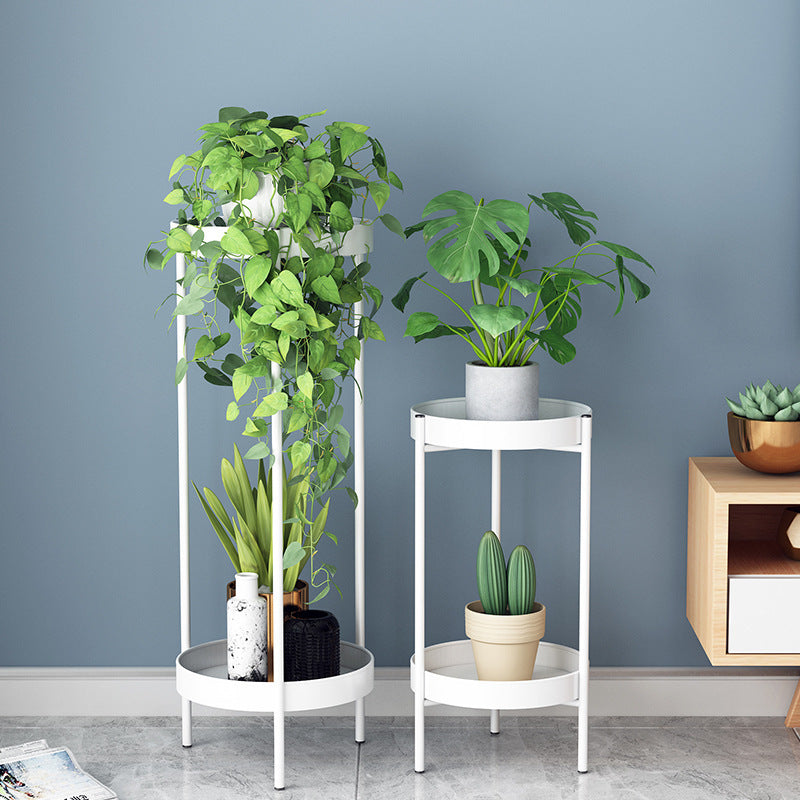 Indoor Plant Stand with Round Trays | 2-Tier