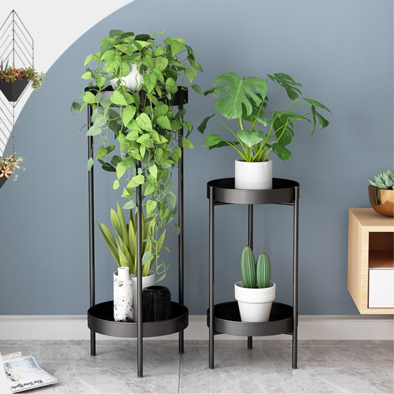 Indoor Plant Stand with Round Trays | 2-Tier