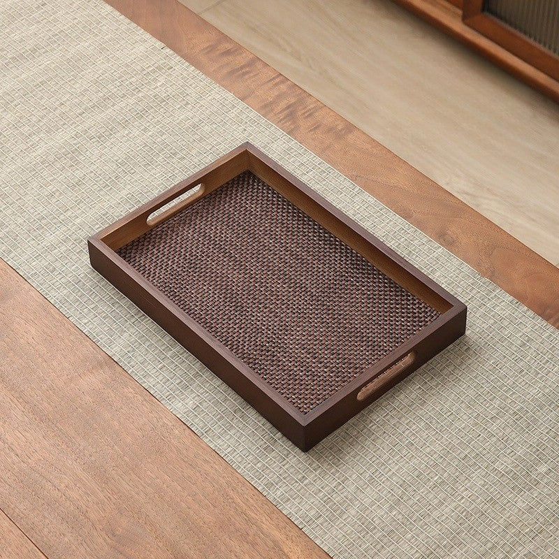 Kitchen Serving Rattan Tray with Handles | Rectangular