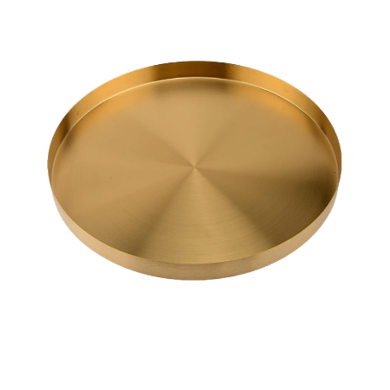 Kitchen Serving Round Stainless Steel Vanity Tray | Brushed