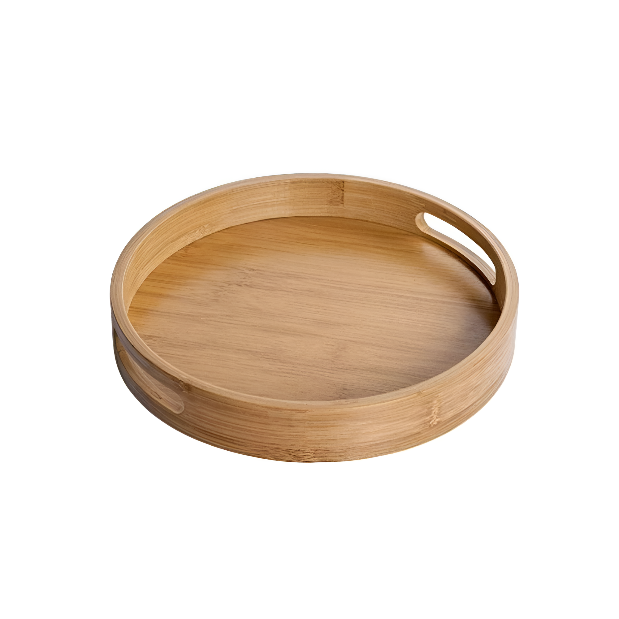 Kitchen Serving Round Tray with Handles | Raised Rim