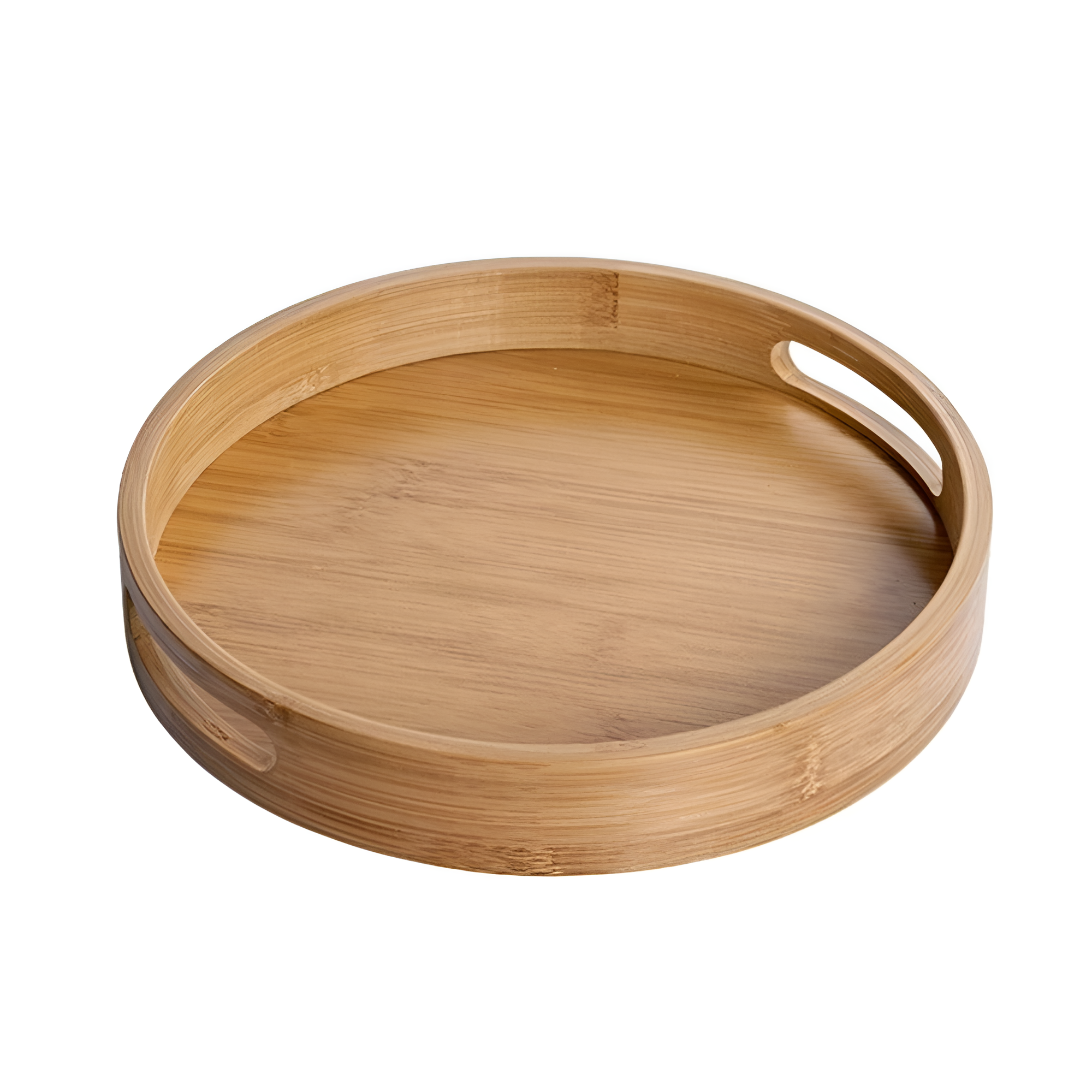 Kitchen Serving Round Tray with Handles | Raised Rim
