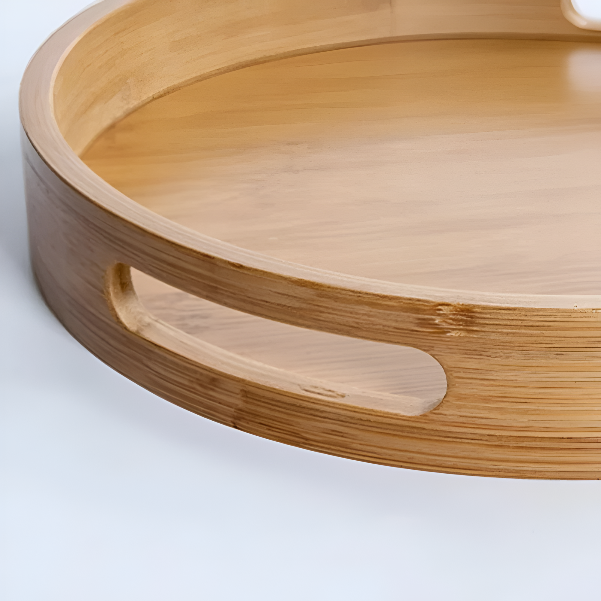 Kitchen Serving Round Tray with Handles | Raised Rim