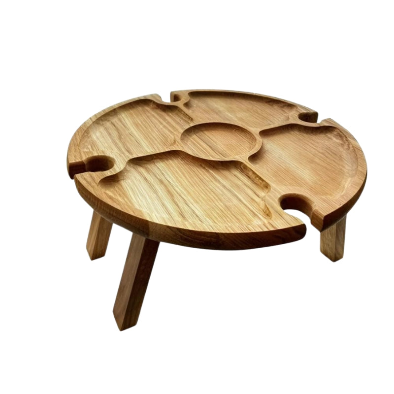 Kitchen Serving Wine Picnic Table with Glass Holders | Wood