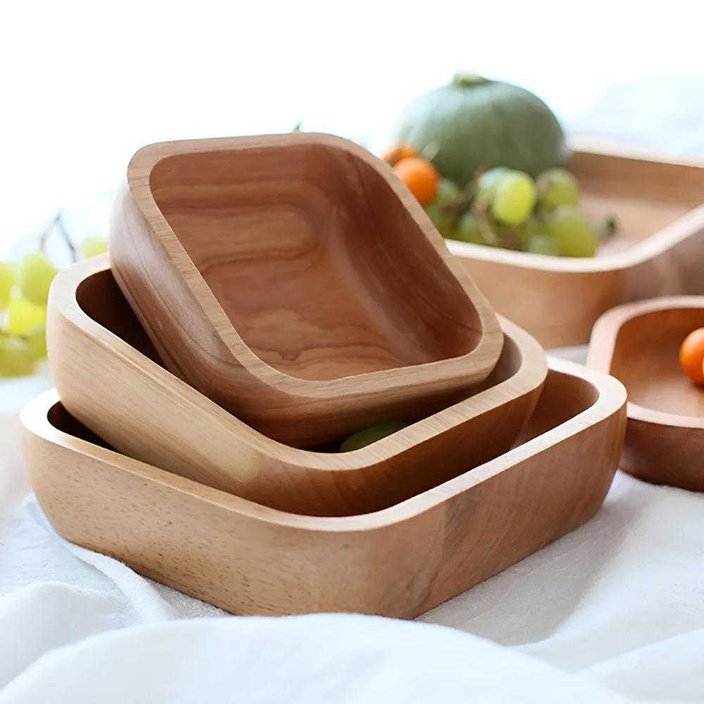 Kitchen Serving Wood Nesting Bowls | Square