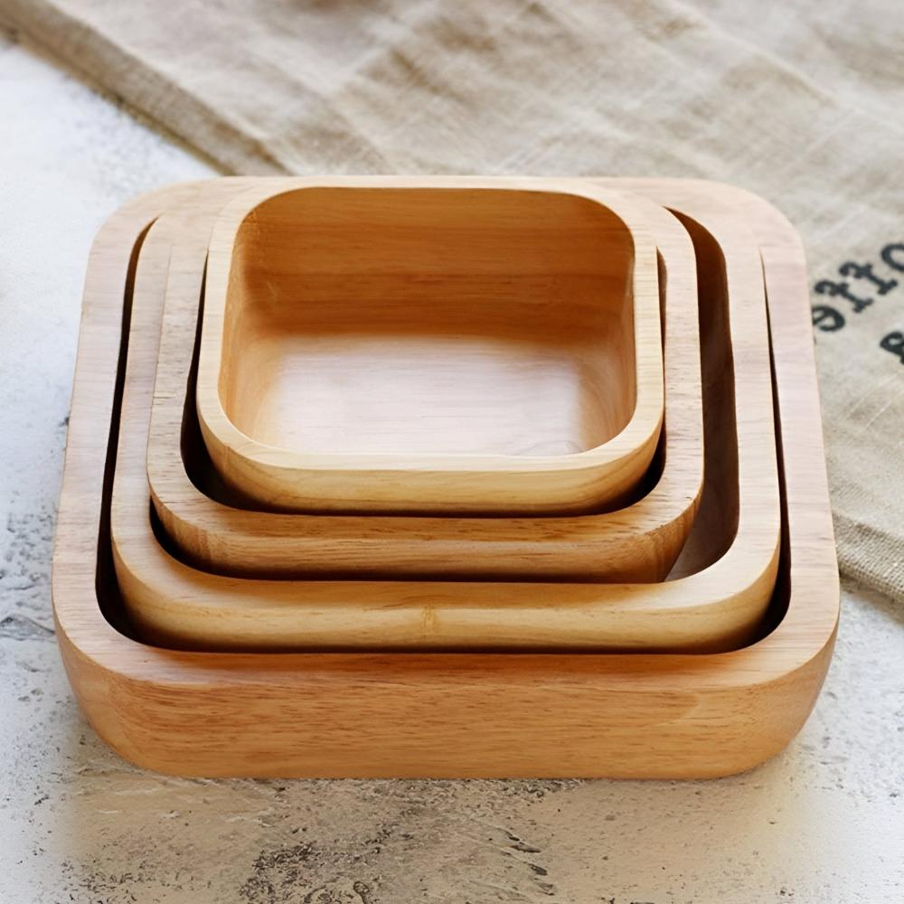 Kitchen Serving Wood Nesting Bowls | Square