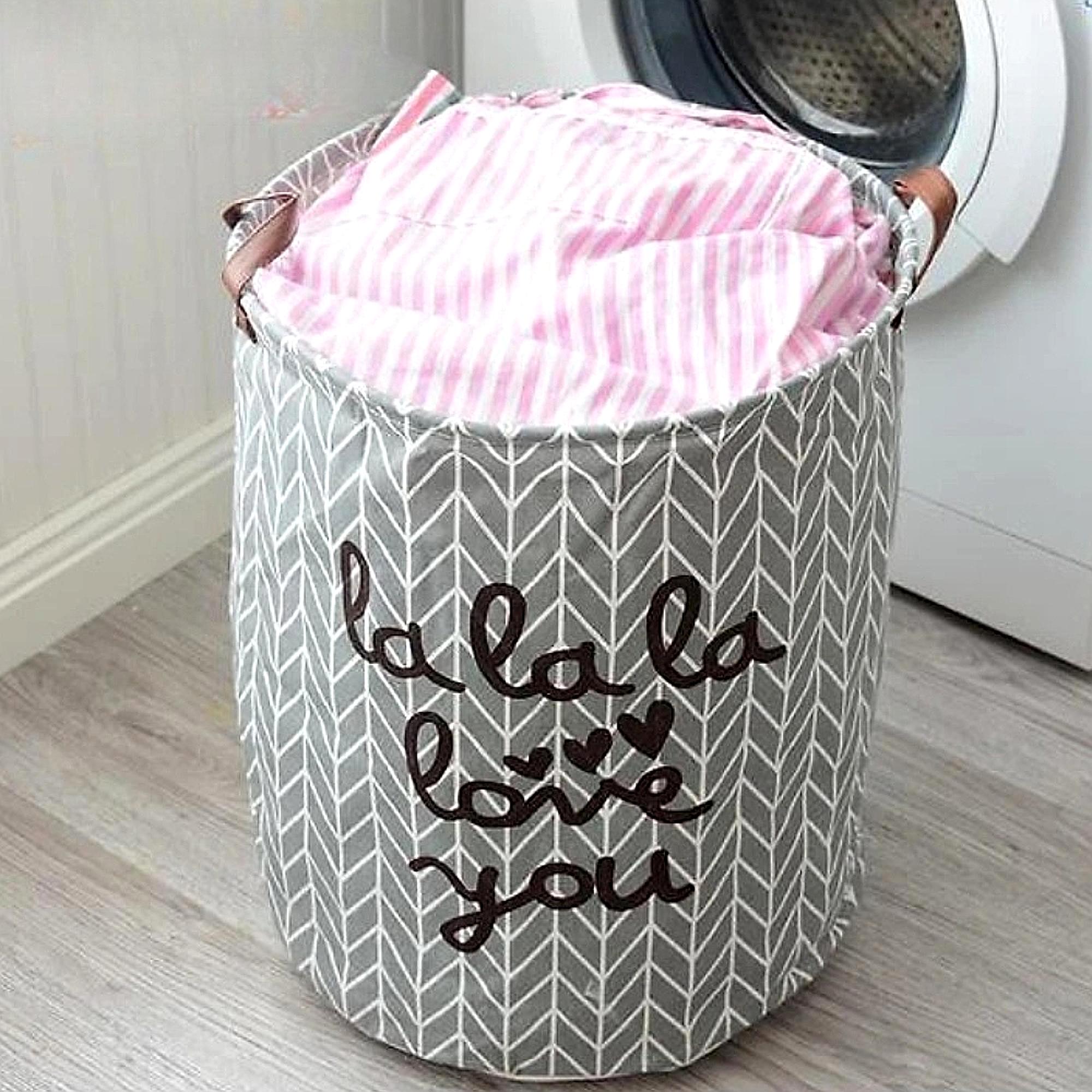 Laundry Basket Fabric with Handles | Round
