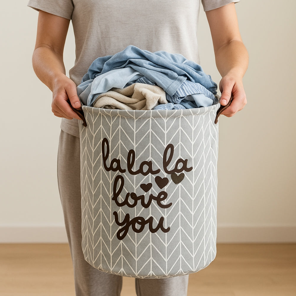 Laundry Basket Fabric with Handles | Round