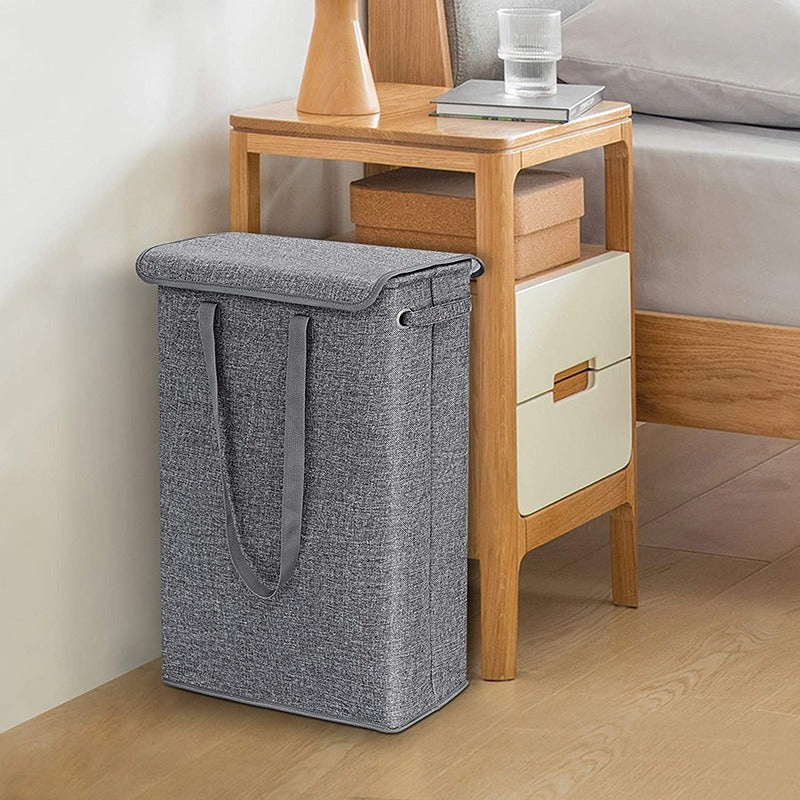 Laundry Basket Slim with Lid & Handles | 45L Foldable