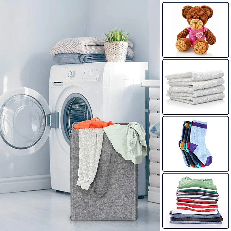 Laundry Basket Slim with Lid & Handles | 45L Foldable