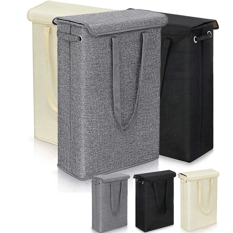 Laundry Basket Slim with Lid & Handles | 45L Foldable