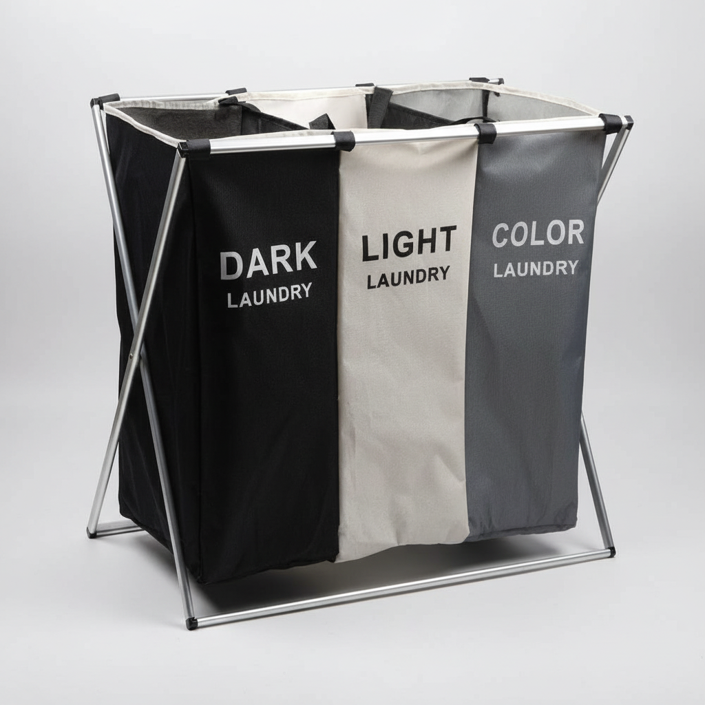 Laundry Sorter Basket with 3 Compartments | X-Frame