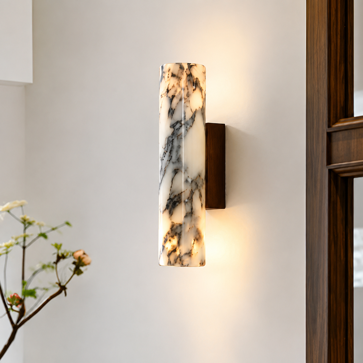 Marble & Aged Brass 2-Light G9 Wall Sconce | Vintage Style