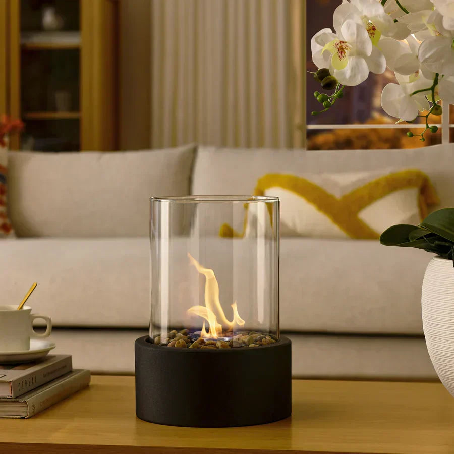 Outdoor Heating Tabletop Fire Pit | Glass Cylinder