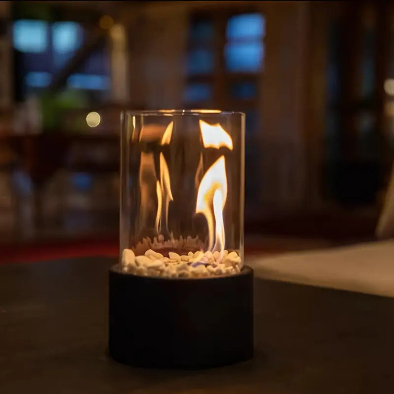 Outdoor Heating Tabletop Fire Pit | Glass Cylinder