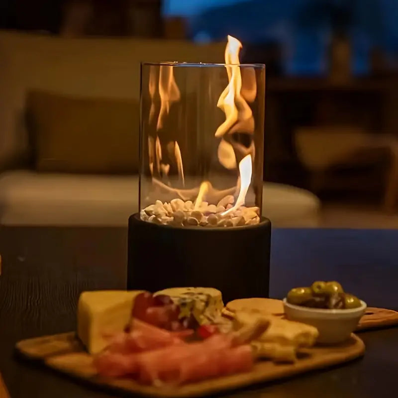 Outdoor Heating Tabletop Fire Pit | Glass Cylinder