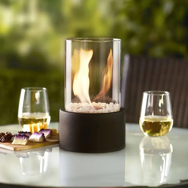 Outdoor Heating Tabletop Fire Pit | Glass Cylinder