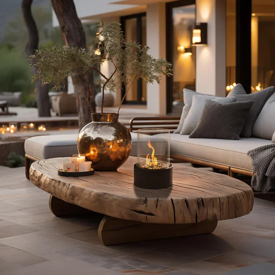 Outdoor Heating Tabletop Fire Pit | Glass Cylinder
