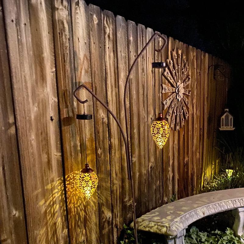 Outdoor Lighting Solar Hanging Lantern with Cutout Design | Teardrop