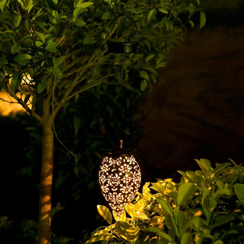 Outdoor Lighting Solar Hanging Lantern with Cutout Design | Teardrop