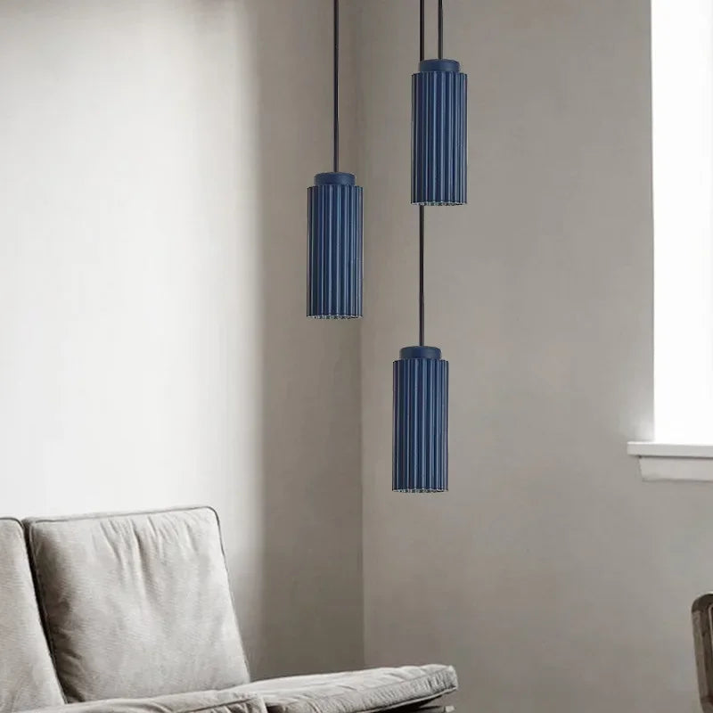 Pendant Light Fluted Cylinder for Kitchen Island | Hardwired