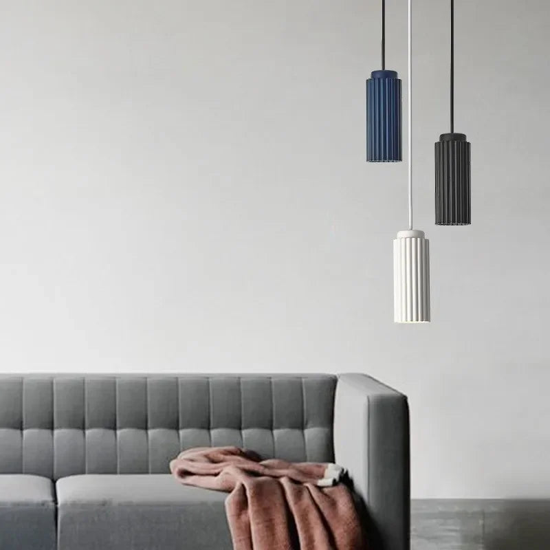 Pendant Light Fluted Cylinder for Kitchen Island | Hardwired